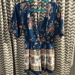 Navy and floral romper